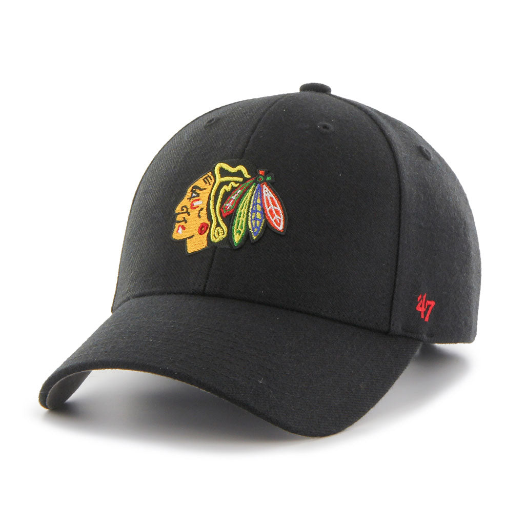 Chicago Blackhawks NHL 47 Brand Men Black MVP Adjustable Hat product image 1, provided for visual reference and product