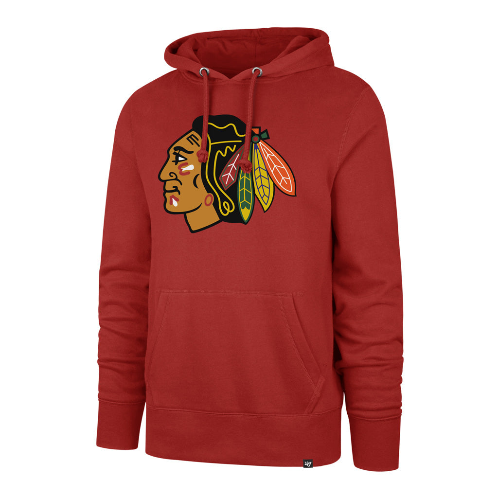 Chicago Blackhawks NHL 47 Brand Men Red Imprint Headline Pullover Hoodie product image 1, provided for visual reference and