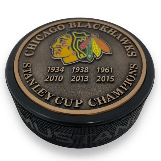 Chicago Blackhawks NHL Stanley Cup Years Medallion Hockey Puck product image 3, provided for visual reference and product