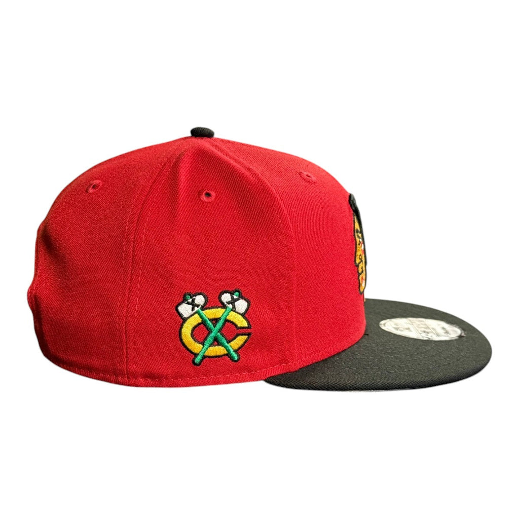 Chicago Blackhawks Red/Black Two Toned New Era 9FIFTY Snapback Hat product image 5, provided for visual reference and
