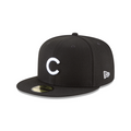 Chicago Cubs MLB New Era Men Black White 59Fifty Basic Fitted Hat product image 1, provided for visual reference and product