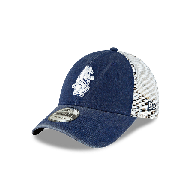 Chicago Cubs MLB New Era Men Navy 9Forty Cooperstown Washed Trucker Adjustable Hat product image 1, provided for visual