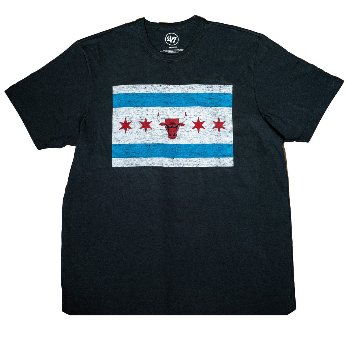 Chicago Bulls Chicago Flag Franklin Black T-Shirt product image 1, provided for visual reference and product detail review