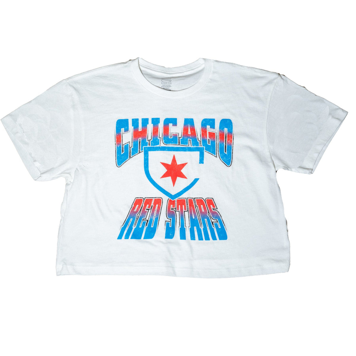 Chicago Red Stars White Regulate Crop T-Shirt product image 1, provided for visual reference and product detail review