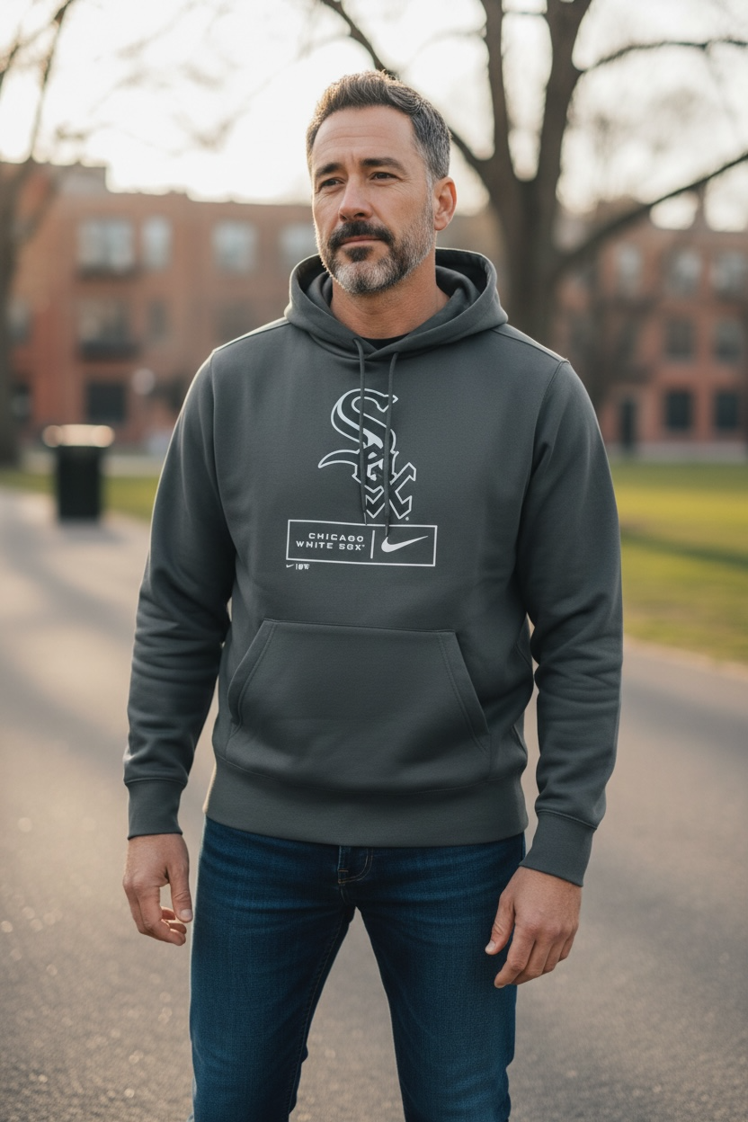Chicago White Sox Nike Grey Therma Season Hoodie product image 1, provided for visual reference and product detail review