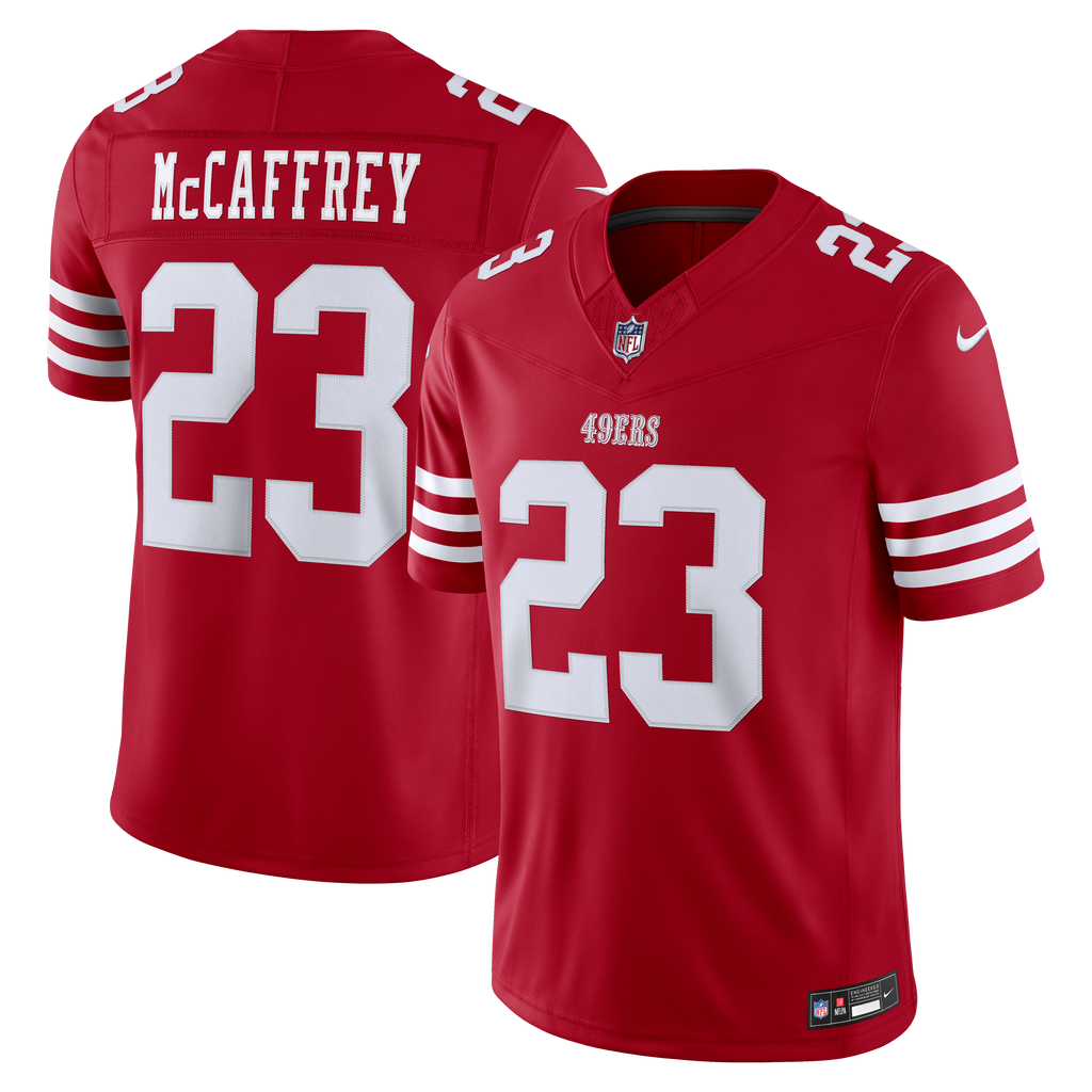 Christian McCaffrey San Francisco 49ers NFL Nike Men Red Vapor F.U.S.E. Limited Player Sewn Jersey product image 3, provided