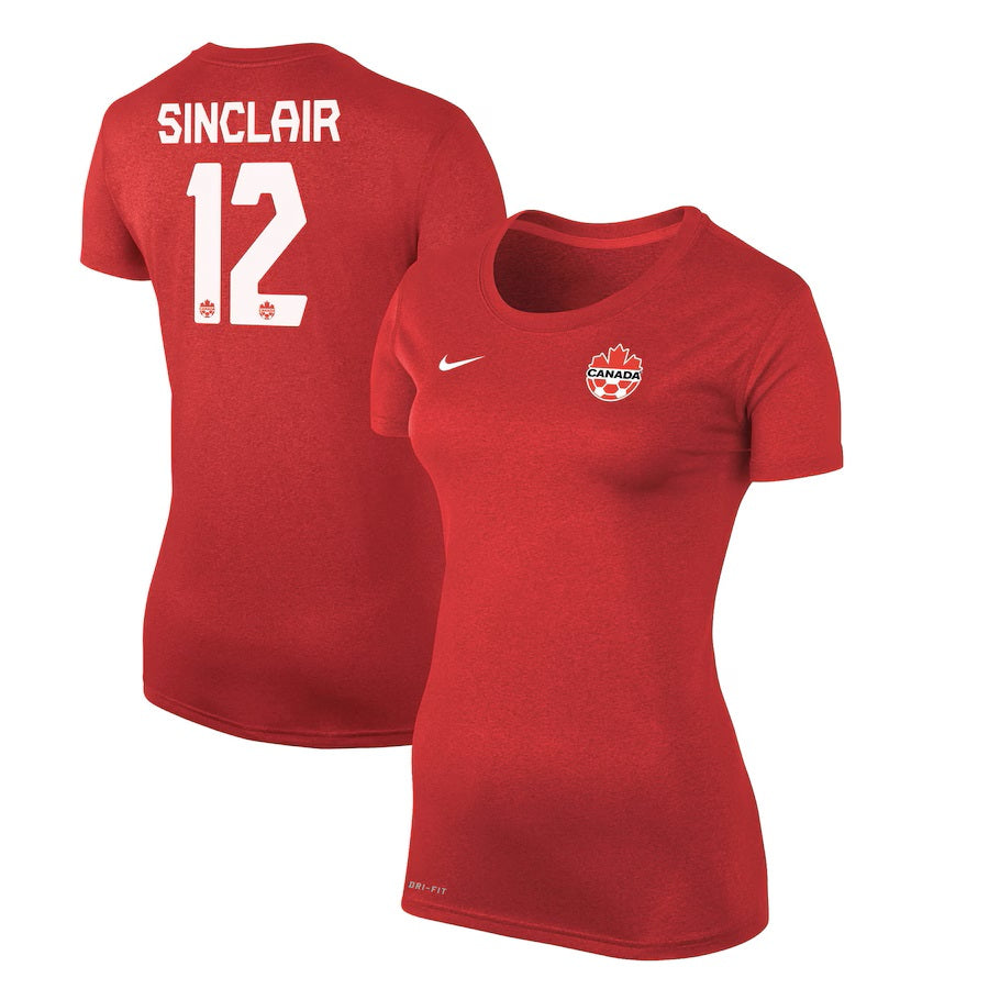 Christine Sinclair Canada Soccer FIFA Nike Women Red Legend T-Shirt product image 1, provided for visual reference and