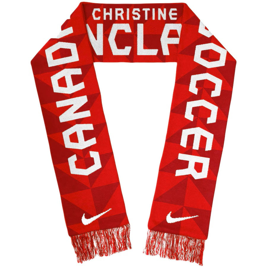Christine Sinclair Canada Soccer Nike Red Jacquard Player Scarf product image 2, provided for visual reference and product