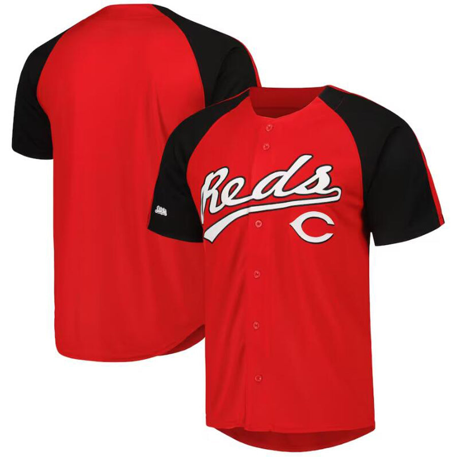 C.Reds Blank Player Stitches Red Button-Down Raglan Fashion product image 1