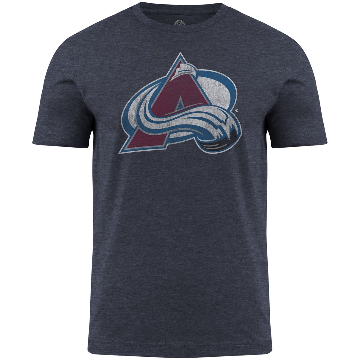 Colorado Avalanche NHL Bulletin Men Navy Distressed Logo T-Shirt product image 1, provided for visual reference and product