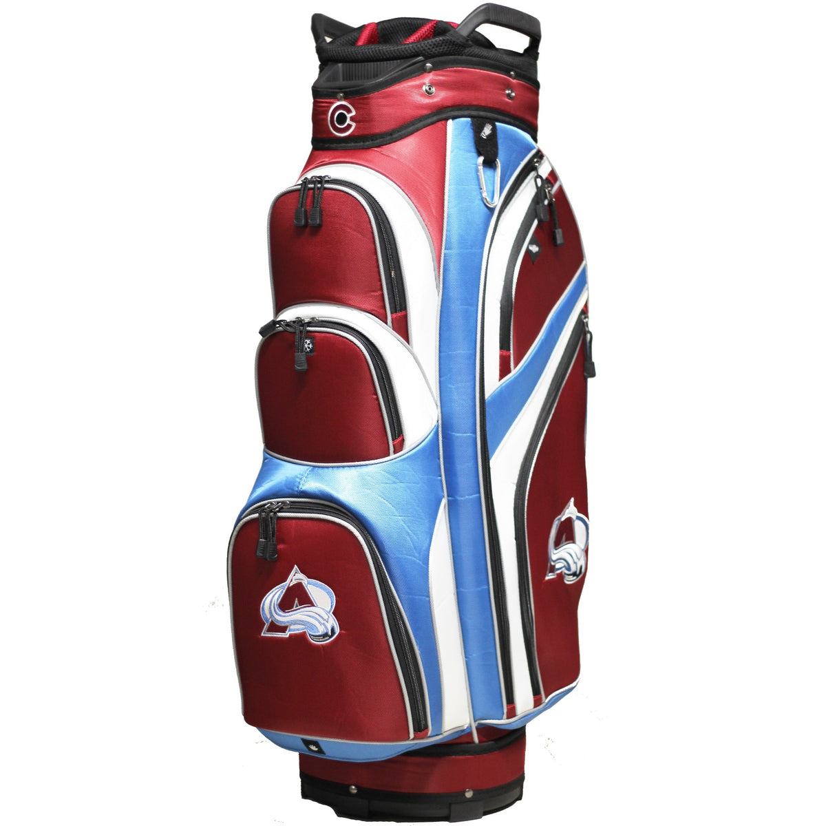 Colorado Avalanche NHL Burgundy/Light Blue Golf Cart Bag product image 1, provided for visual reference and product detail