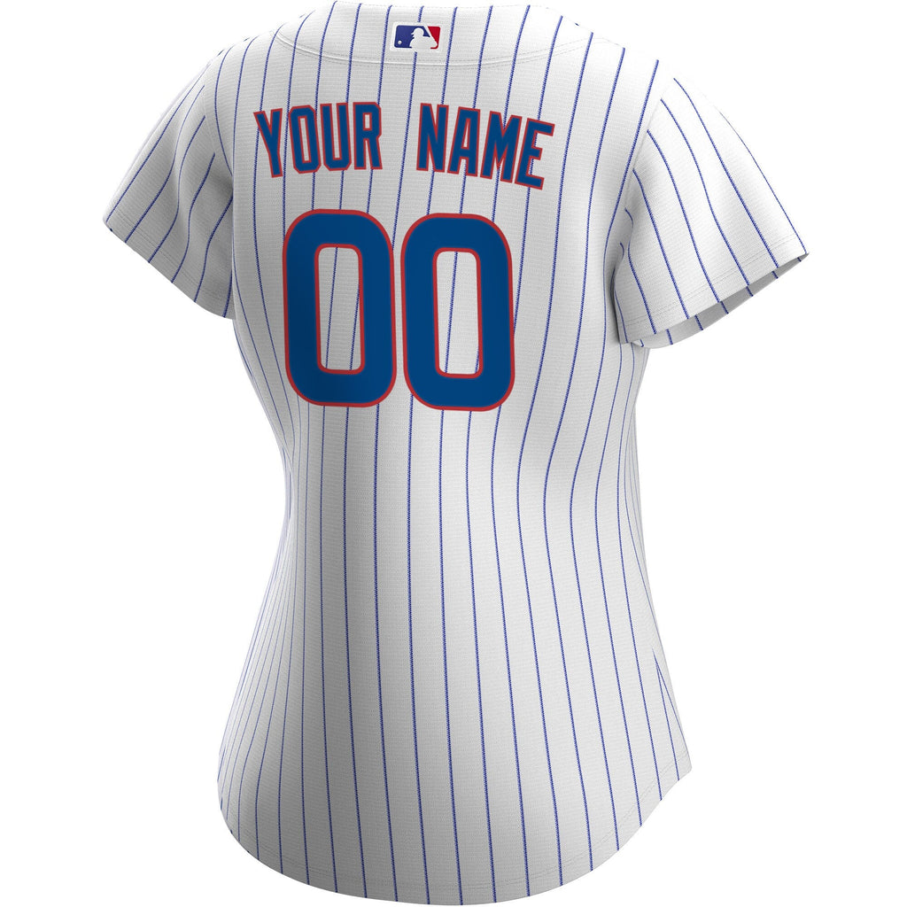 Chicago Cubs Home Pinstripe Women Custom Nike Replica Jersey product image 2, provided for visual reference and product