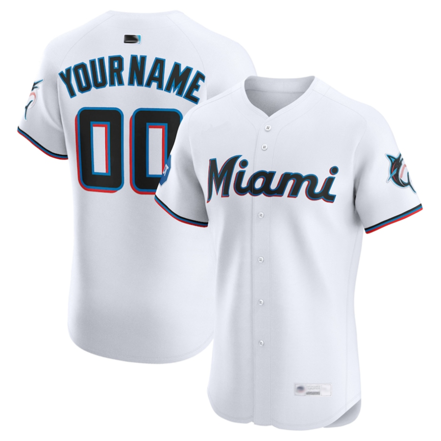 Custom M.Marlins White Home Elite Basebll Jerseys product image 1