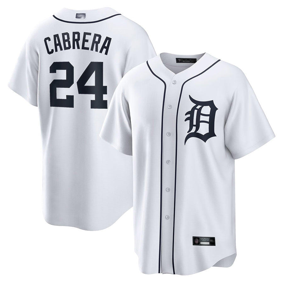 D.Tigers #24 Miguel Cabrera Player White Home Replica product image 1