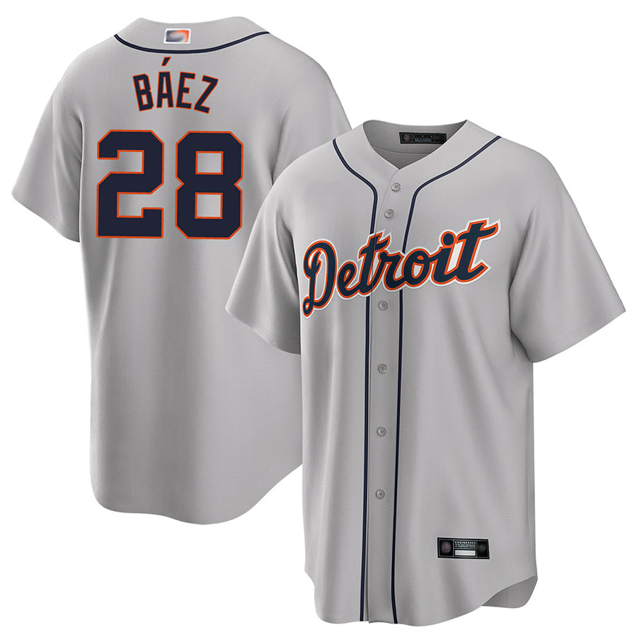 D.Tigers #28 Javier Baez Player Gray Road Home Replica product image 1