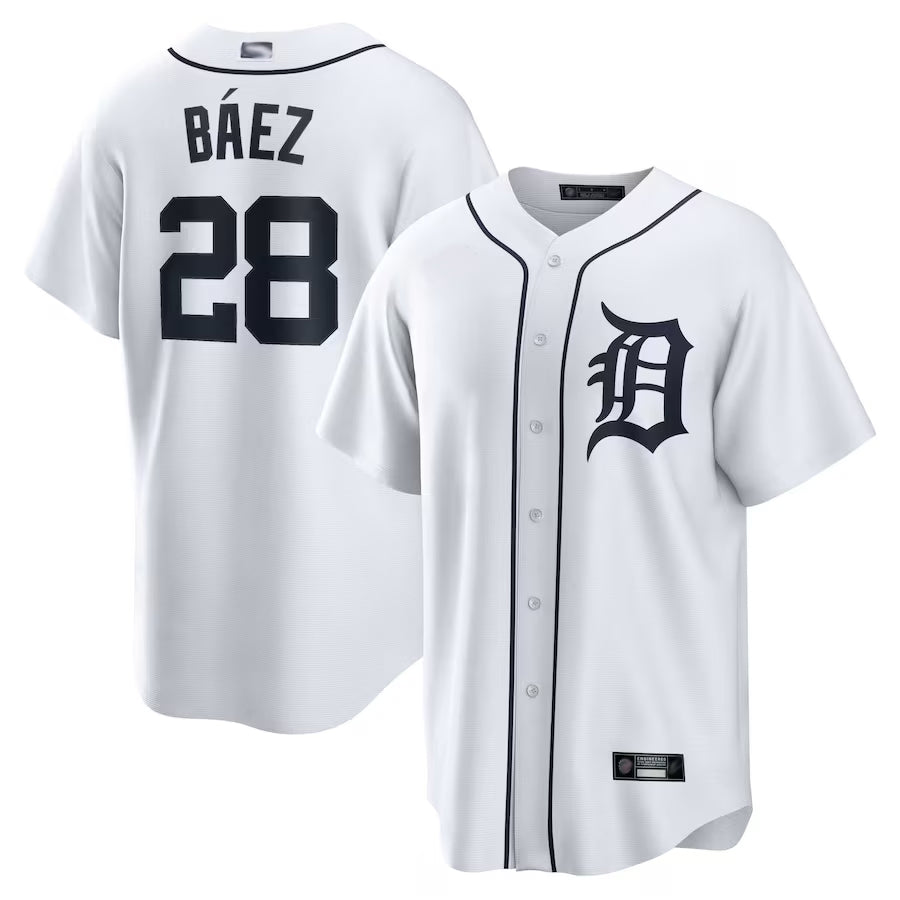 D.Tigers #28 Javier Baez Player White Home Replica Baseball product image 1