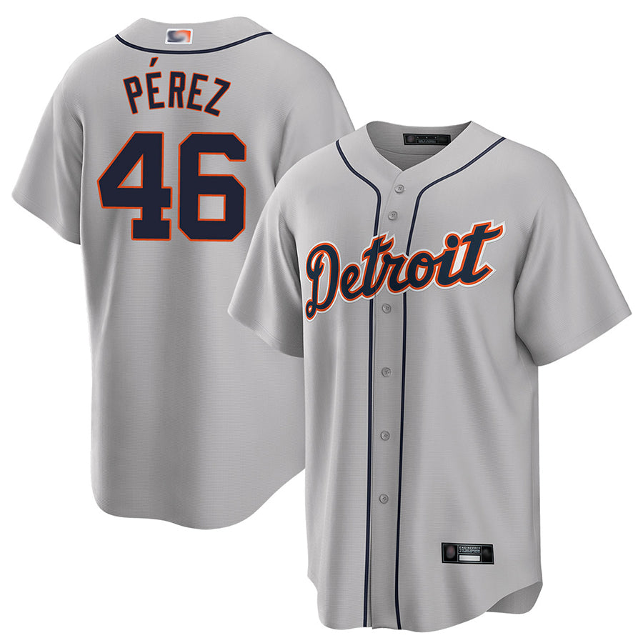 D.Tigers #46 Wenceel Perez Player Gray Road Home Replica product image 1