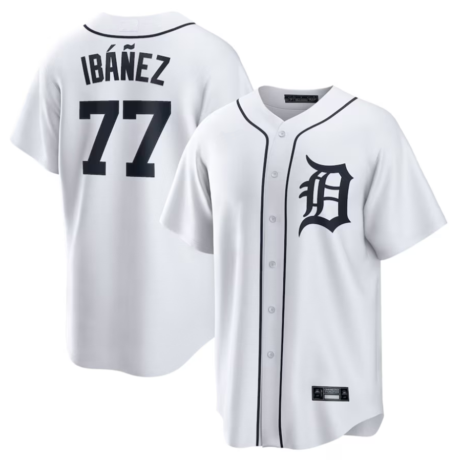 D.Tigers #77 Andy Ib¡§¡é?ez Player White Home Replica product image 1