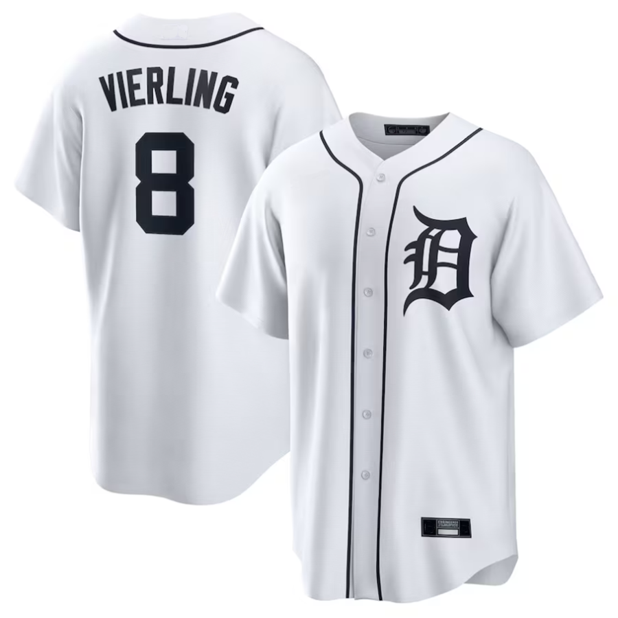 D.Tigers #8 Matt Vierling Player White Home Replica product image 1