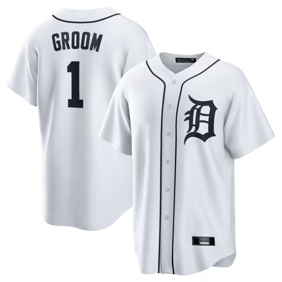 D.Tigers Player White #1 Groom Home Replica Baseball Jerseys product image 1