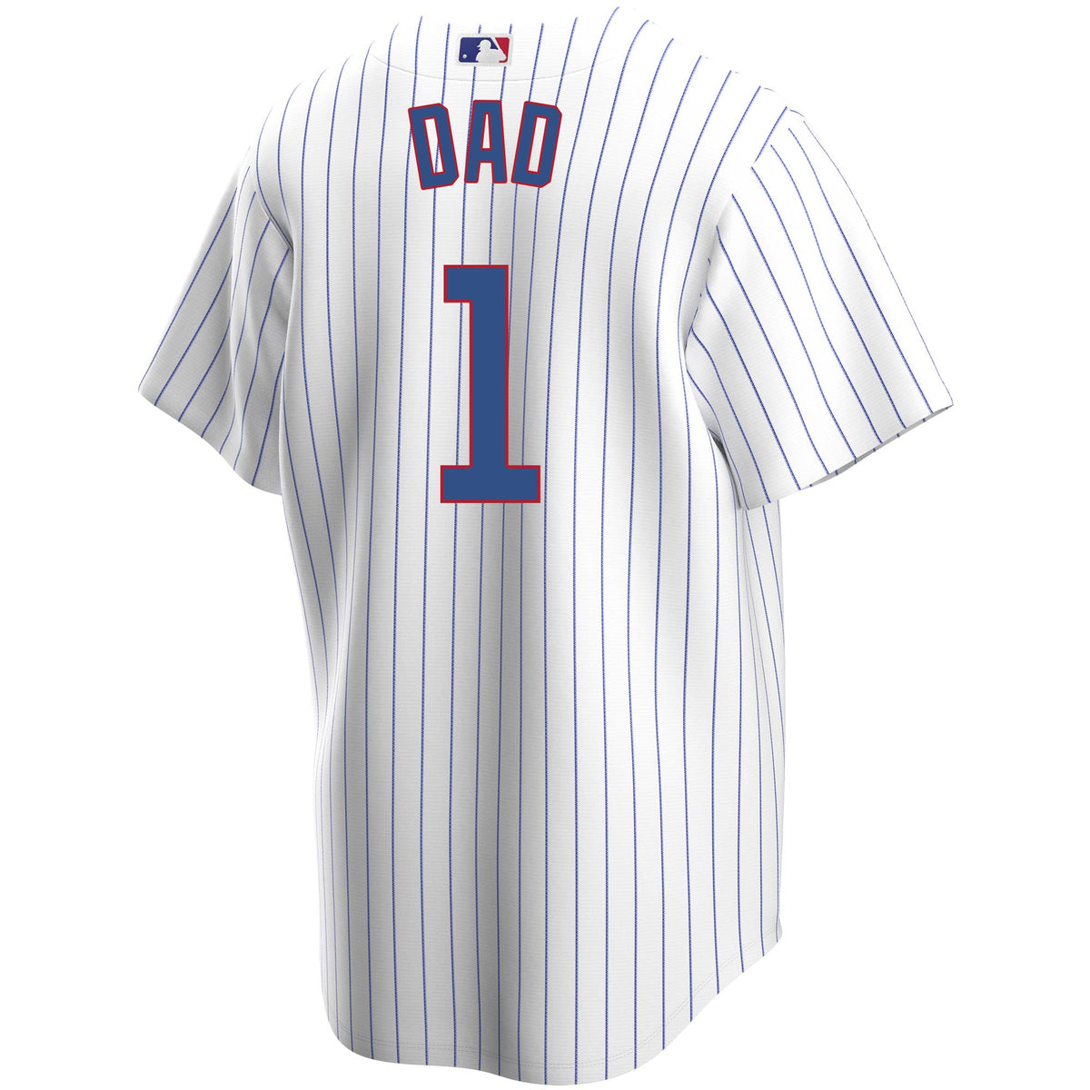 Chicago Cubs Father's Day #1 DAD Home Pinstripe Replica Jersey product image 2, provided for visual reference and product