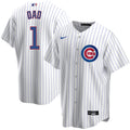 Chicago Cubs Father's Day #1 DAD Home Pinstripe Replica Jersey product image 1, provided for visual reference and product