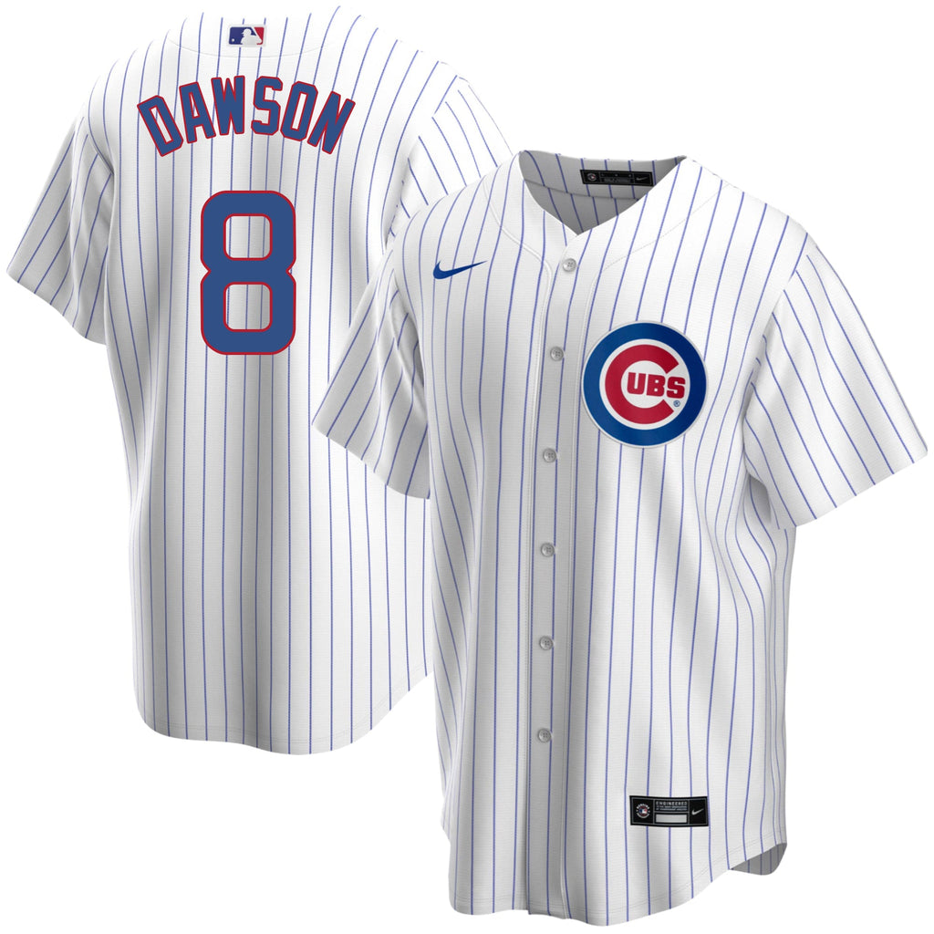 Andre Dawson Chicago Cubs Home Pinstripe Men Replica Jersey product image 1, provided for visual reference and product