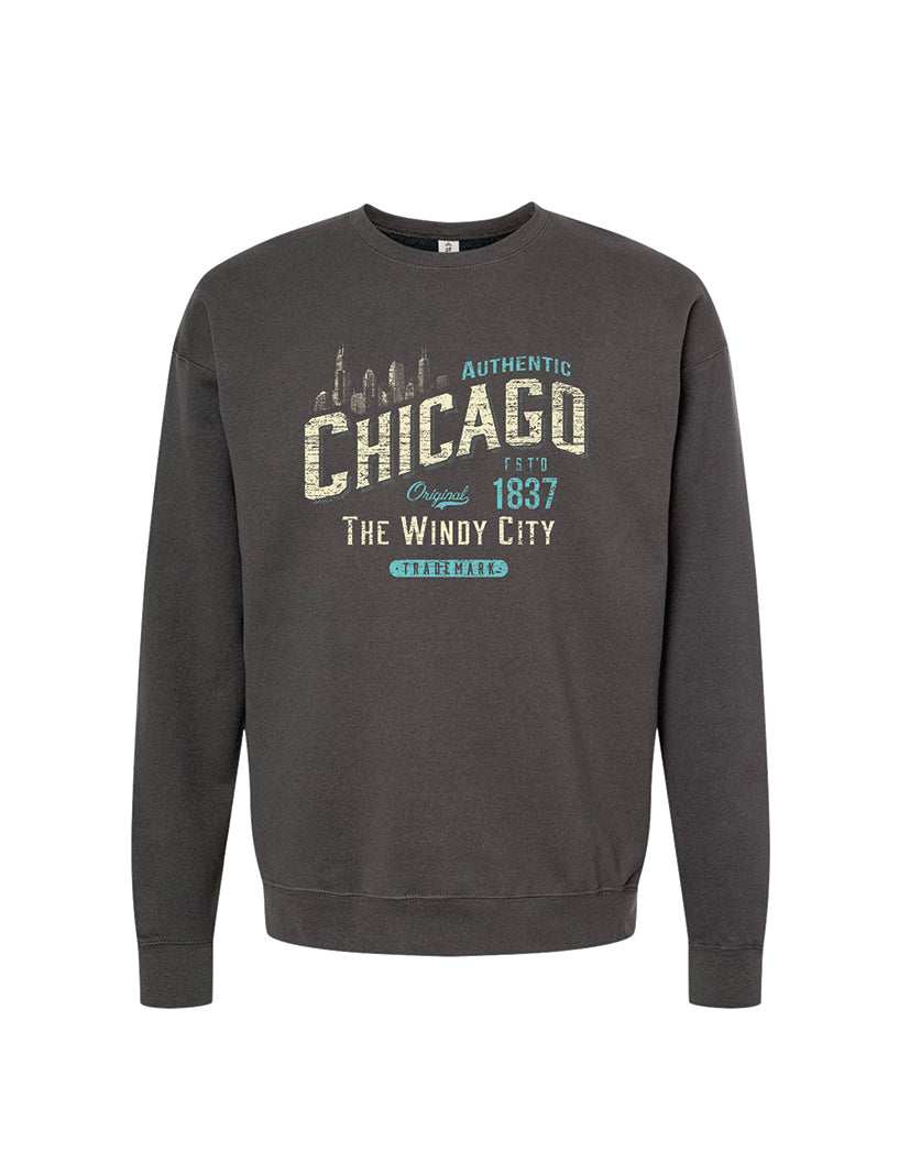 Chicago Heather Charcoal Drifter Crew Neck Sweatshirt product image 1, provided for visual reference and product detail