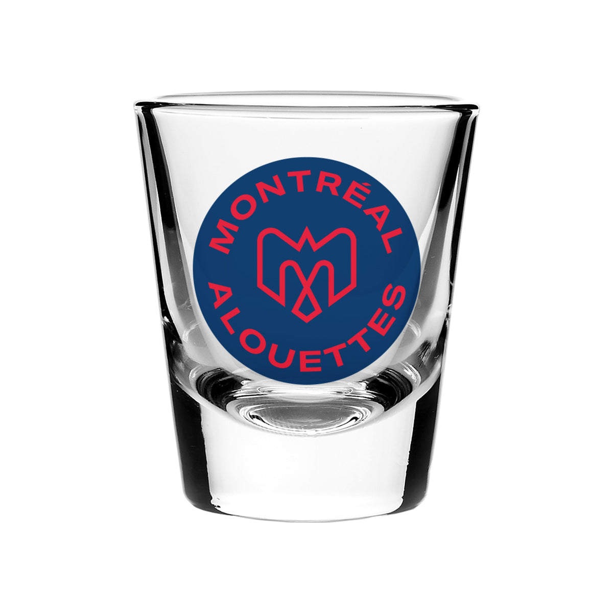 Montreal Alouettes CFL TSV 2oz Retro Logo Round Shot Glass product image 1, provided for visual reference and product detail