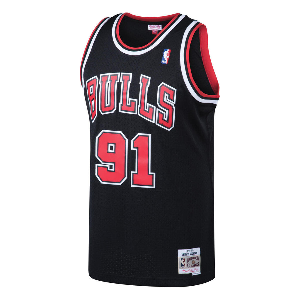 Dennis Rodman Chicago Bulls Black/Red Swingman 1997-98 Jersey product image 1, provided for visual reference and product