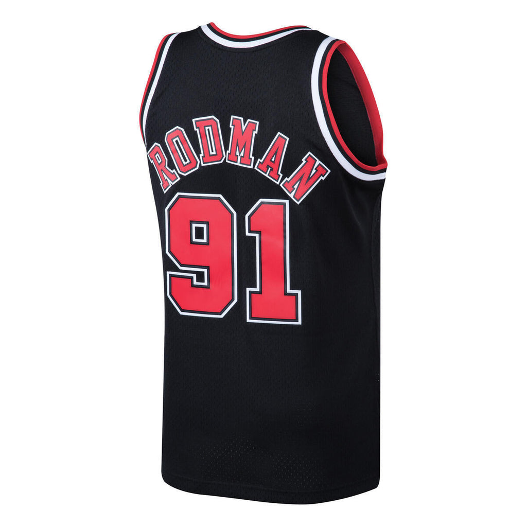 Dennis Rodman Chicago Bulls Black/Red Swingman 1997-98 Jersey product image 2, provided for visual reference and product