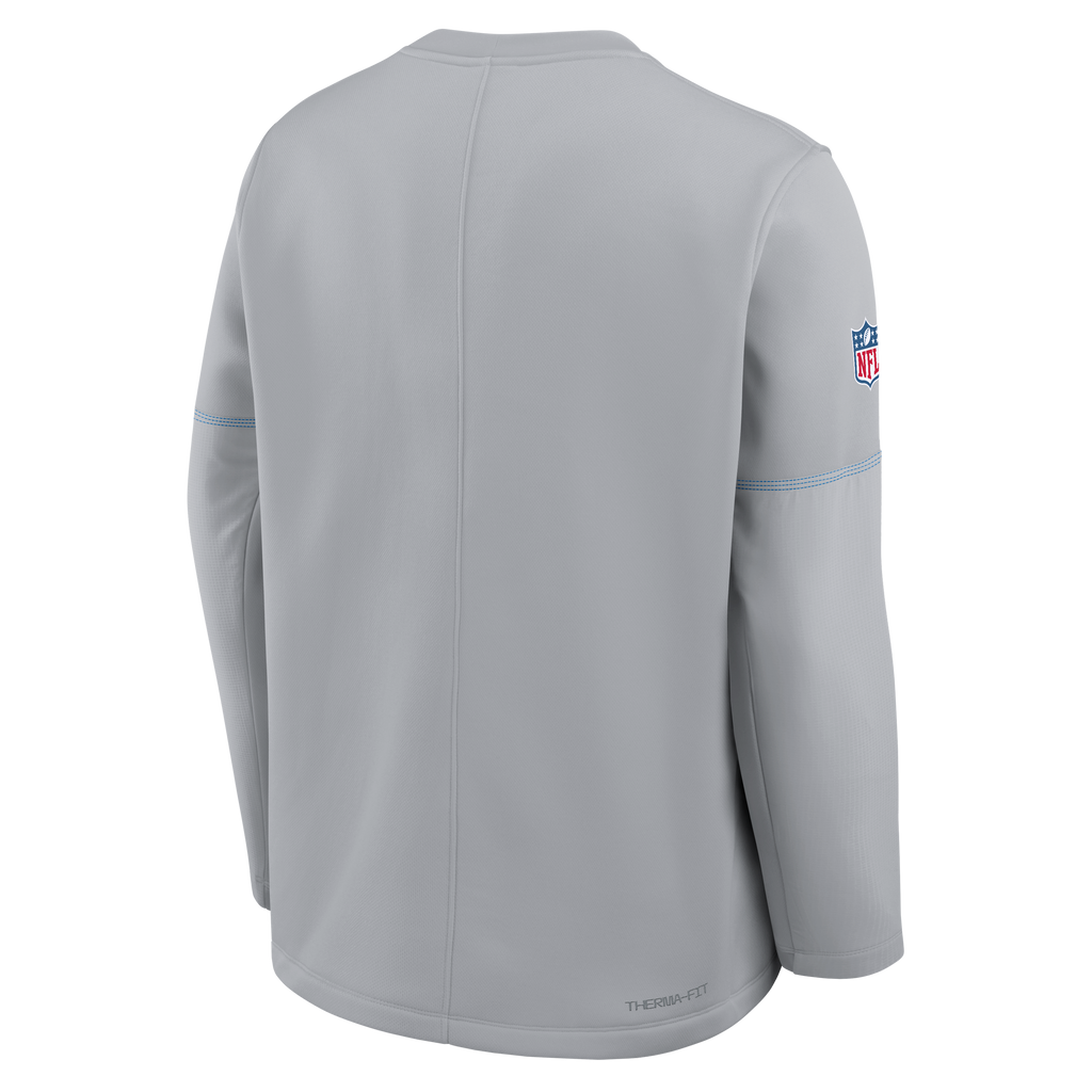 Detroit Lions NFL Nike Men Grey Sideline Coaches Midweight Therma-FIT Crew Long-sleeve Shirt product image 2, provided for