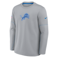 Detroit Lions NFL Nike Men Grey Sideline Coaches Midweight Therma-FIT Crew Long-sleeve Shirt product image 1, provided for