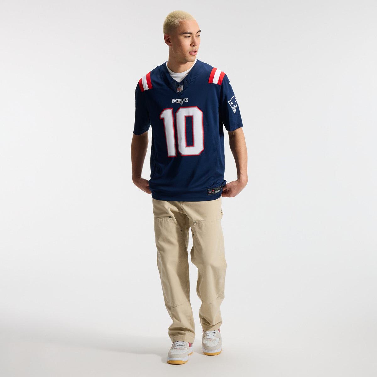 Drake Maye New England Patriots NFL Nike Men Navy Vapor F.U.S.E. Limited Player Sewn Jersey product image 6, provided for