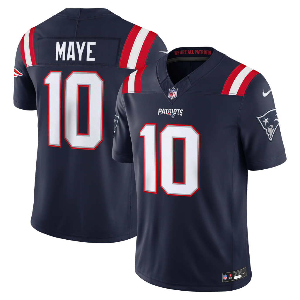 Drake Maye New England Patriots NFL Nike Men Navy Vapor F.U.S.E. Limited Player Sewn Jersey product image 3, provided for