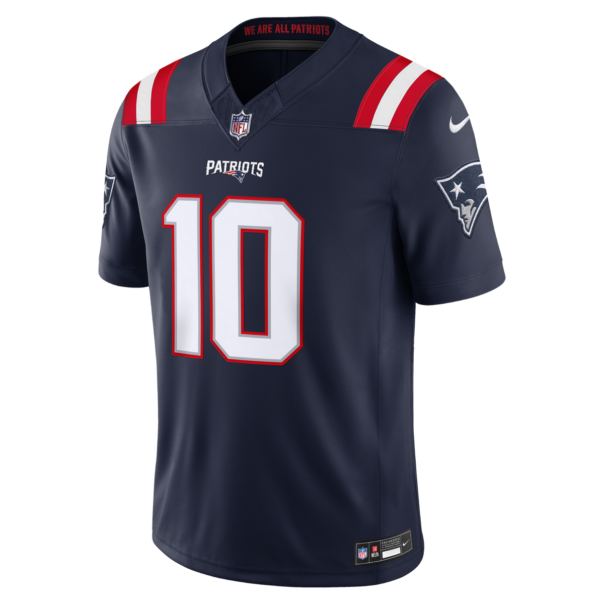 Drake Maye New England Patriots NFL Nike Men Navy Vapor F.U.S.E. Limited Player Sewn Jersey product image 2, provided for
