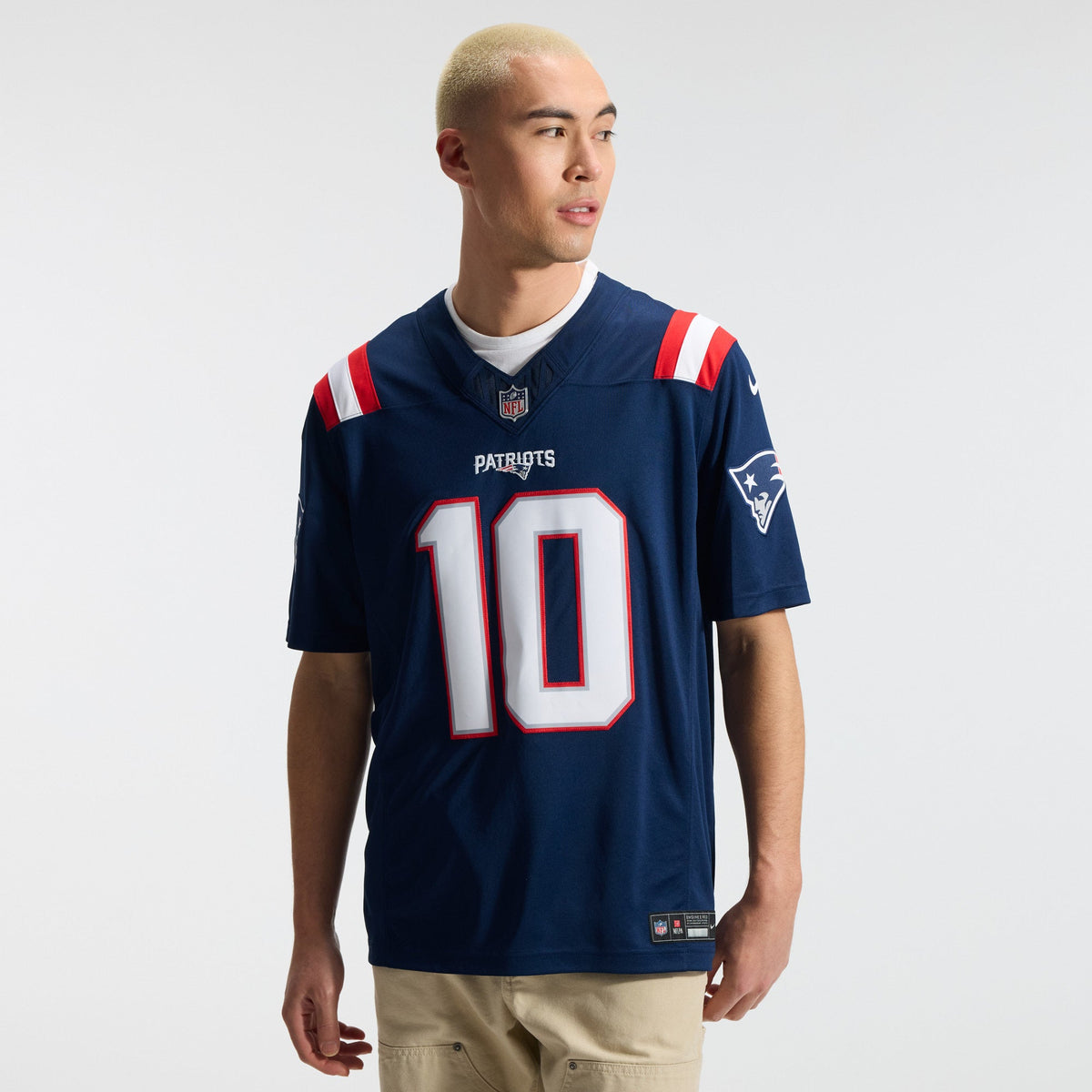 Drake Maye New England Patriots NFL Nike Men Navy Vapor F.U.S.E. Limited Player Sewn Jersey product image 4, provided for
