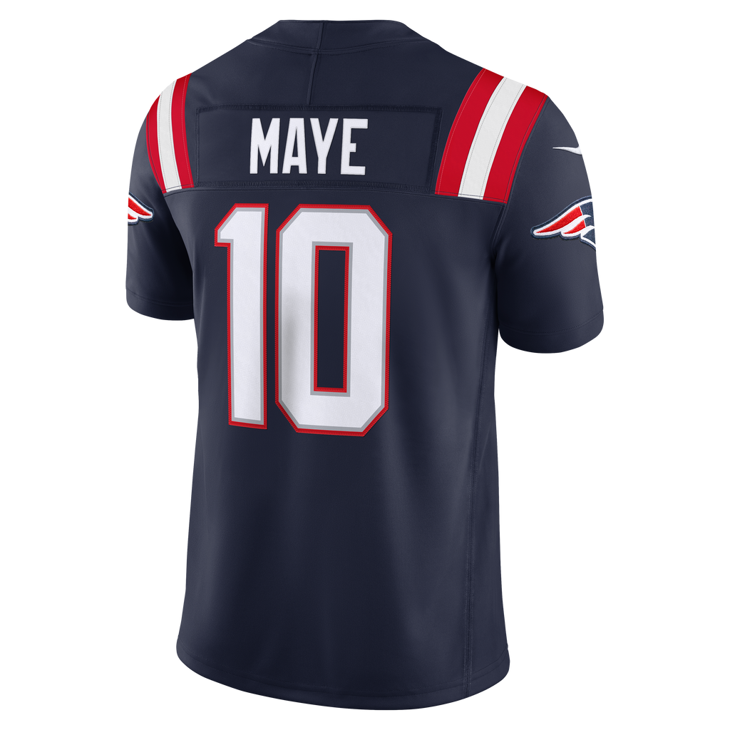 Drake Maye New England Patriots NFL Nike Men Navy Vapor F.U.S.E. Limited Player Sewn Jersey product image 1, provided for