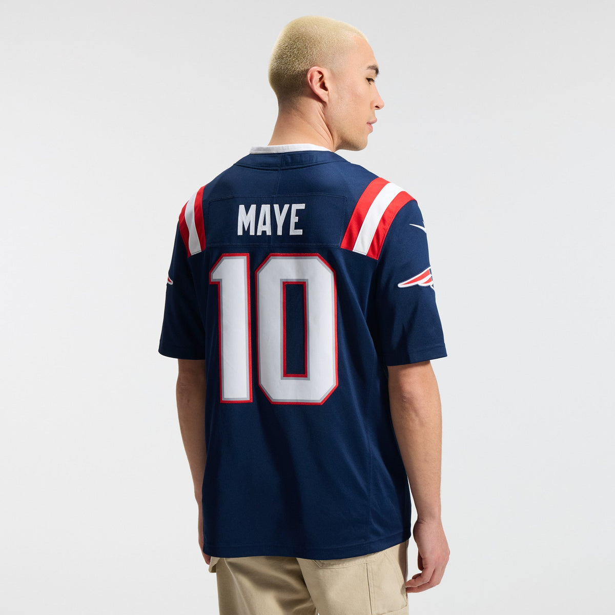 Drake Maye New England Patriots NFL Nike Men Navy Vapor F.U.S.E. Limited Player Sewn Jersey product image 5, provided for