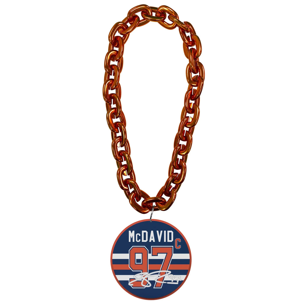 Connor McDavid Edmonton Oilers NHL FanFave Fan Chain Orange Chain Necklace product image 1, provided for visual reference