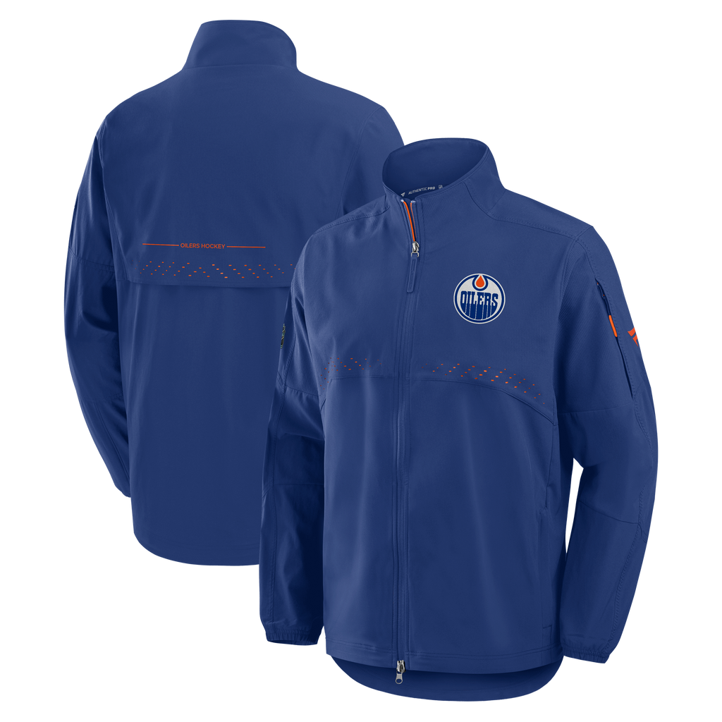 Edmonton Oilers NHL Fanatics Branded Men Royal Blue Authentic Pro Rink Coaches Jacket product image 3, provided for visual