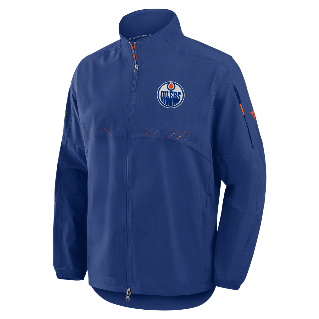 Edmonton Oilers NHL Fanatics Branded Men Royal Blue Authentic Pro Rink Coaches Jacket product image 1, provided for visual