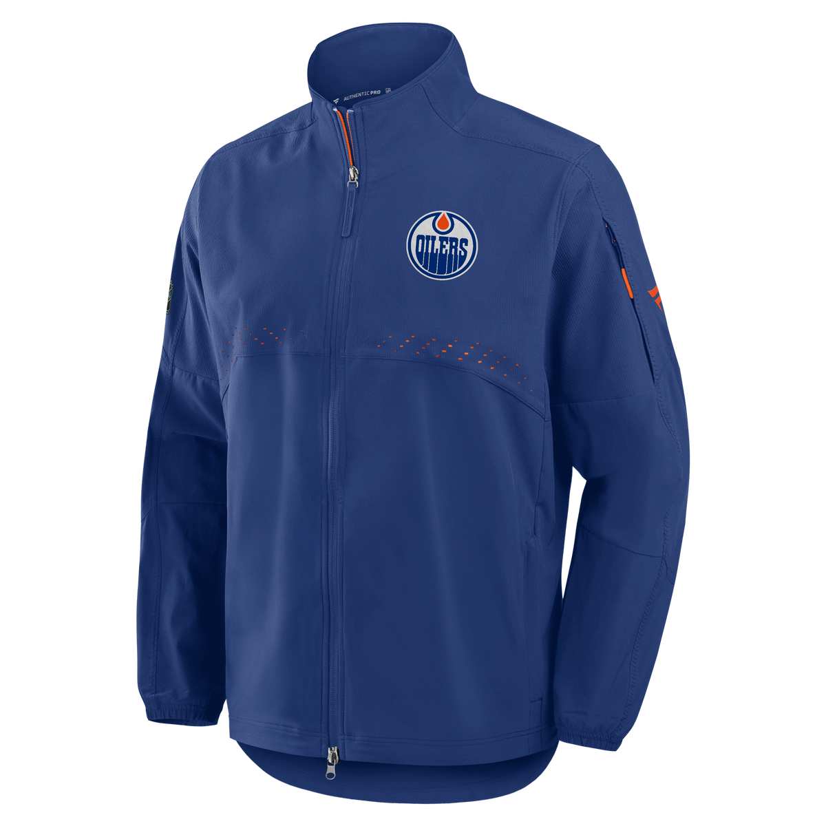 Edmonton Oilers NHL Fanatics Branded Men Royal Blue Authentic Pro Rink Coaches Jacket product image 1, provided for visual