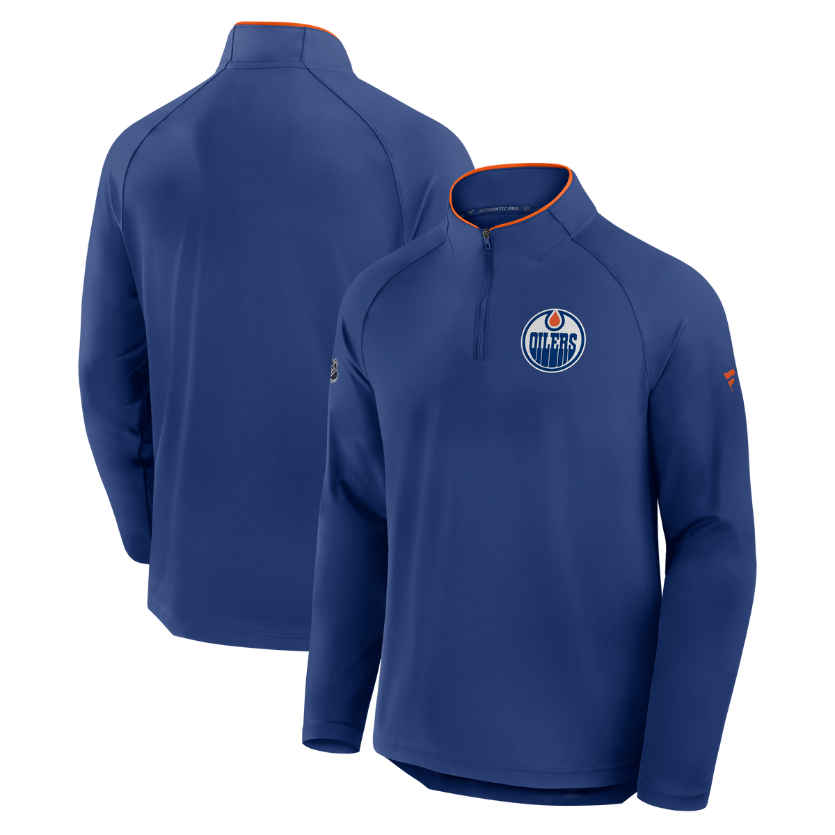 Edmonton Oilers NHL Fanatics Branded Men Royal Blue Authentic Pro Rink Training 1/4 Zip Long-sleeve Shirt product image 3,