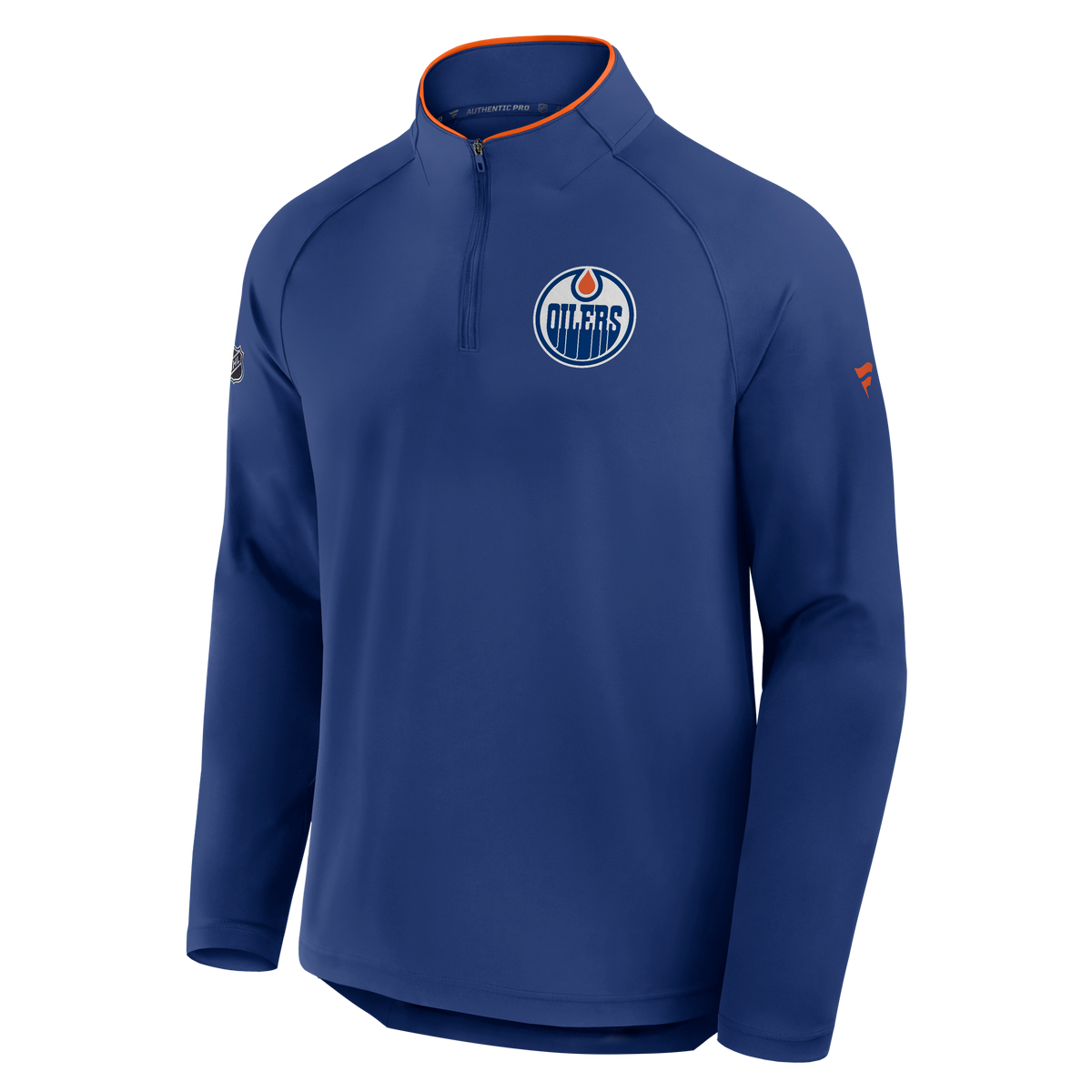 Edmonton Oilers NHL Fanatics Branded Men Royal Blue Authentic Pro Rink Training 1/4 Zip Long-sleeve Shirt product image 1,