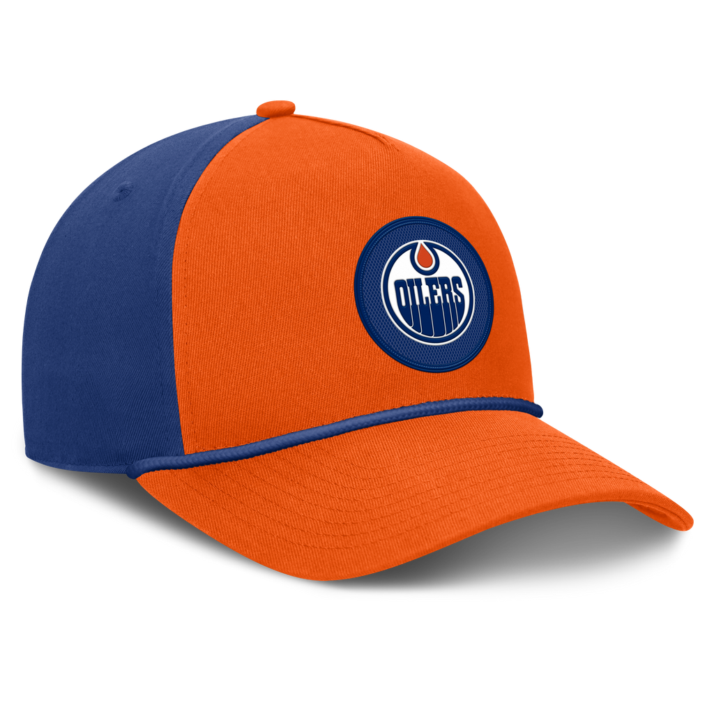 Edmonton Oilers NHL Fanatics Branded Men Royal Blue/Orange Authentic Pro Rink A-Frame Snapback product image 4, provided for