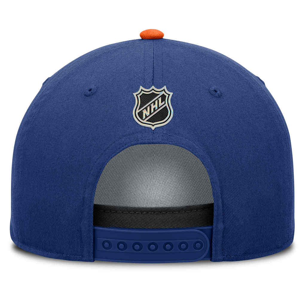 Edmonton Oilers NHL Fanatics Branded Men Royal Blue/Orange Authentic Pro Rink A-Frame Snapback product image 2, provided for