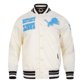 Detroit Lions Pro Standard Eggshell Retro Rib Satin Jacket product image 1, provided for visual reference and product detail