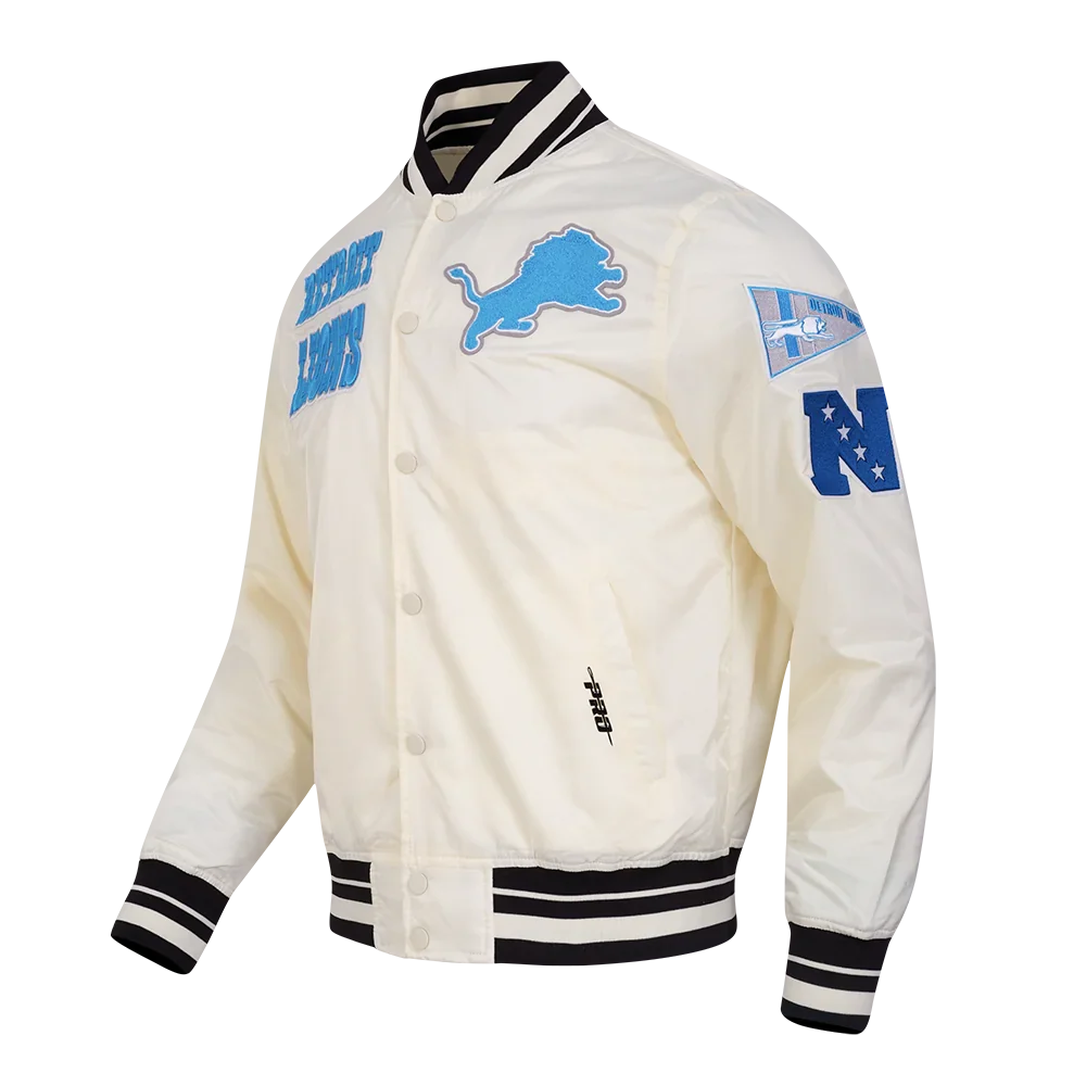 Detroit Lions Pro Standard Eggshell Retro Rib Satin Jacket product image 2, provided for visual reference and product detail