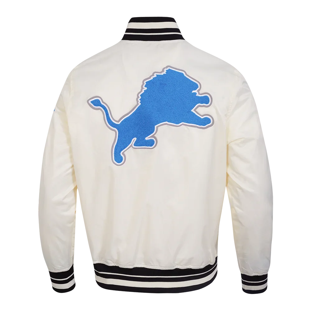 Detroit Lions Pro Standard Eggshell Retro Rib Satin Jacket product image 3, provided for visual reference and product detail